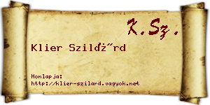 Klier Szilárd névjegykártya